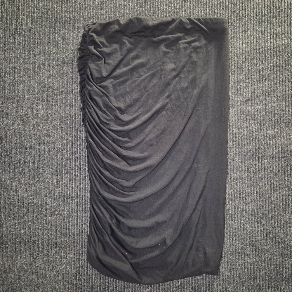 y2k Strapless Bodycon Dress Black Rushed Stretchy Large